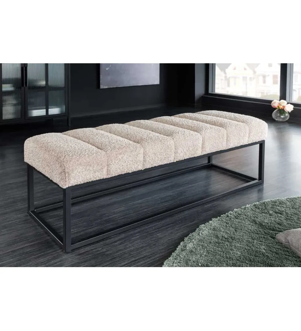 Ławka Baltic 110 cm Bouclé szampański beż*Invicta Interior Outlet