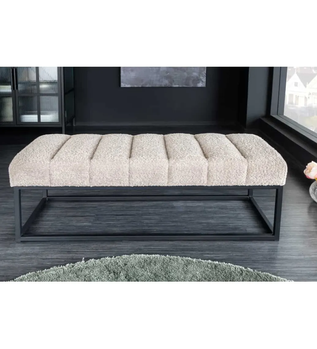 Ławka Baltic 110 cm Bouclé szampański beż*Invicta Interior Outlet