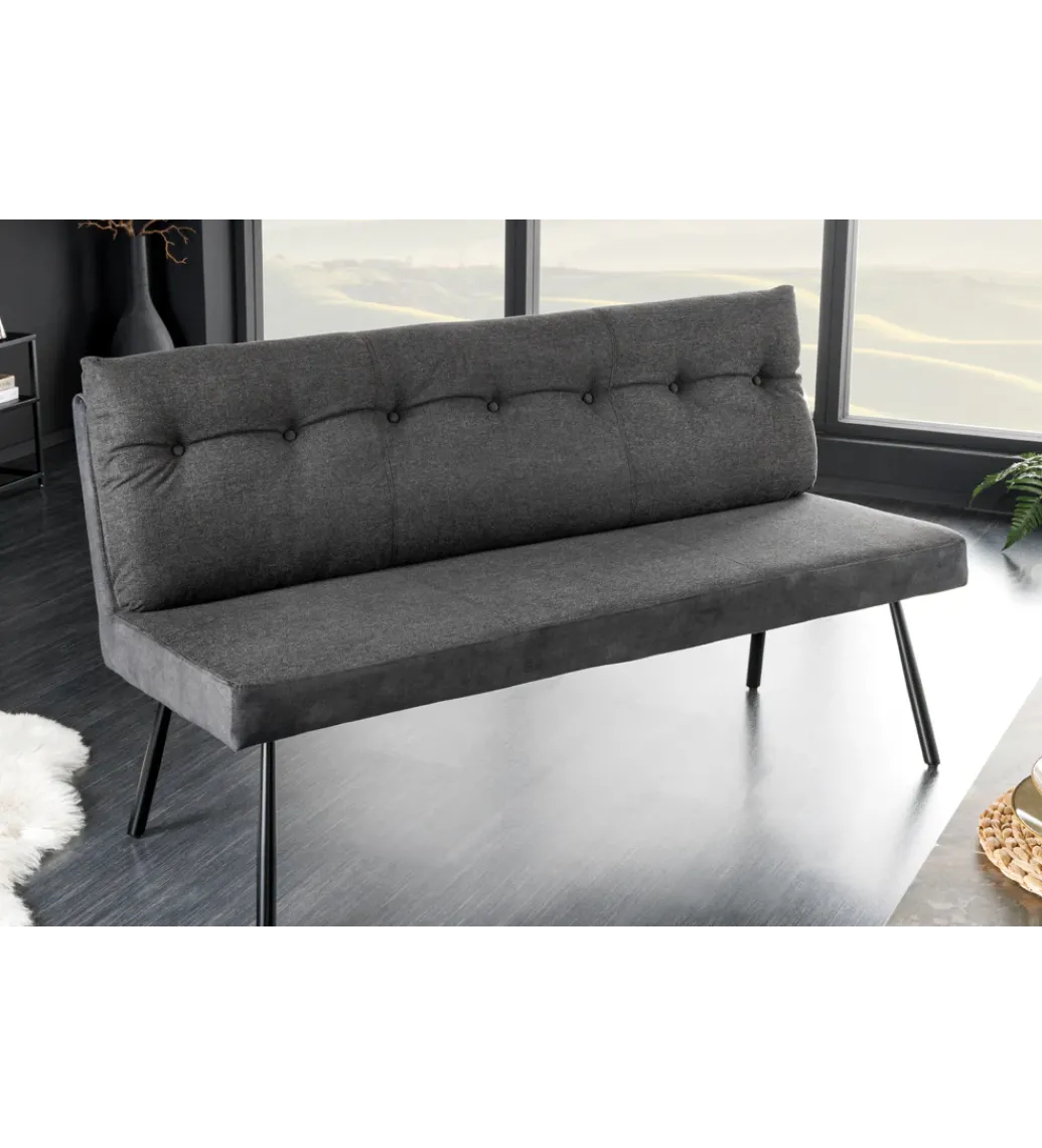 Ławka BIG GEORGE 160 cm welwet antracyt*Invicta Interior Best