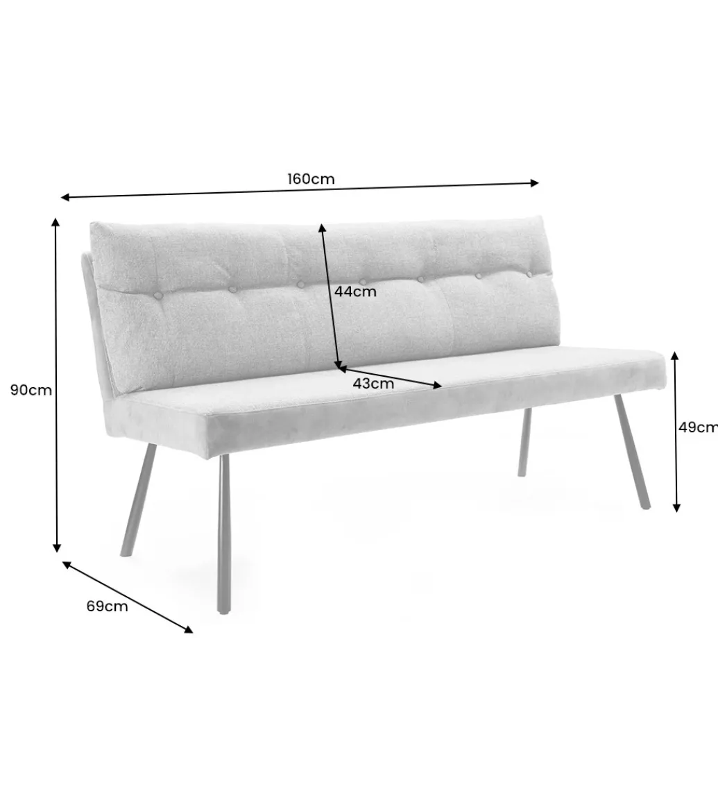 Ławka BIG GEORGE 160 cm welwet antracyt*Invicta Interior Best
