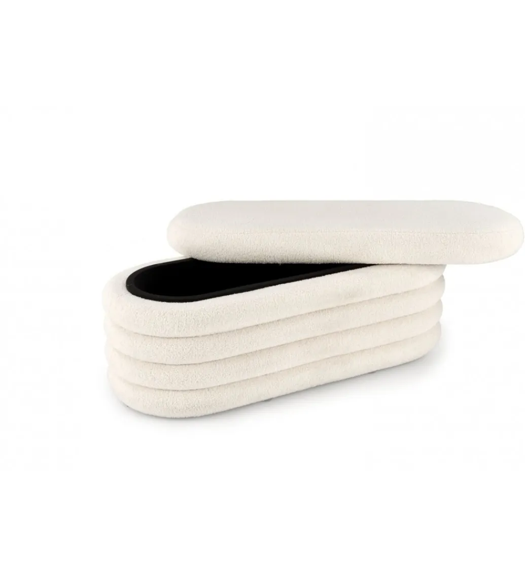 Ławka BLISS 105 cm bouclé kremowe z pojemnikiem*Halmar New