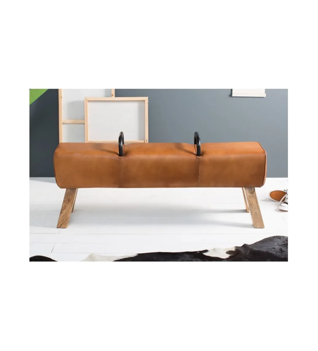 Ławka Bock skóra naturalna*Invicta Interior Discount
