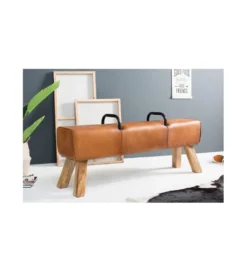 Ławka Bock skóra naturalna*Invicta Interior Discount