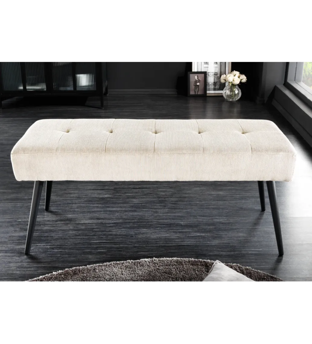 Ławka BOUTIQUE 100 cm beżowy sztruks*Invicta Interior Online