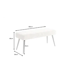 Ławka BOUTIQUE 100 cm beżowy sztruks*Invicta Interior Online