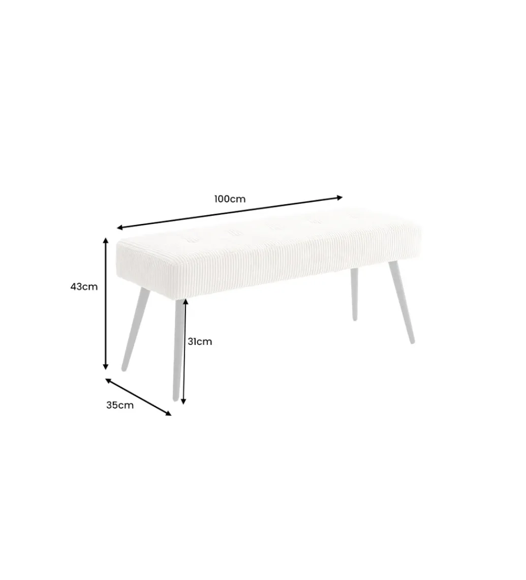 Ławka BOUTIQUE 100 cm beżowy sztruks*Invicta Interior Online