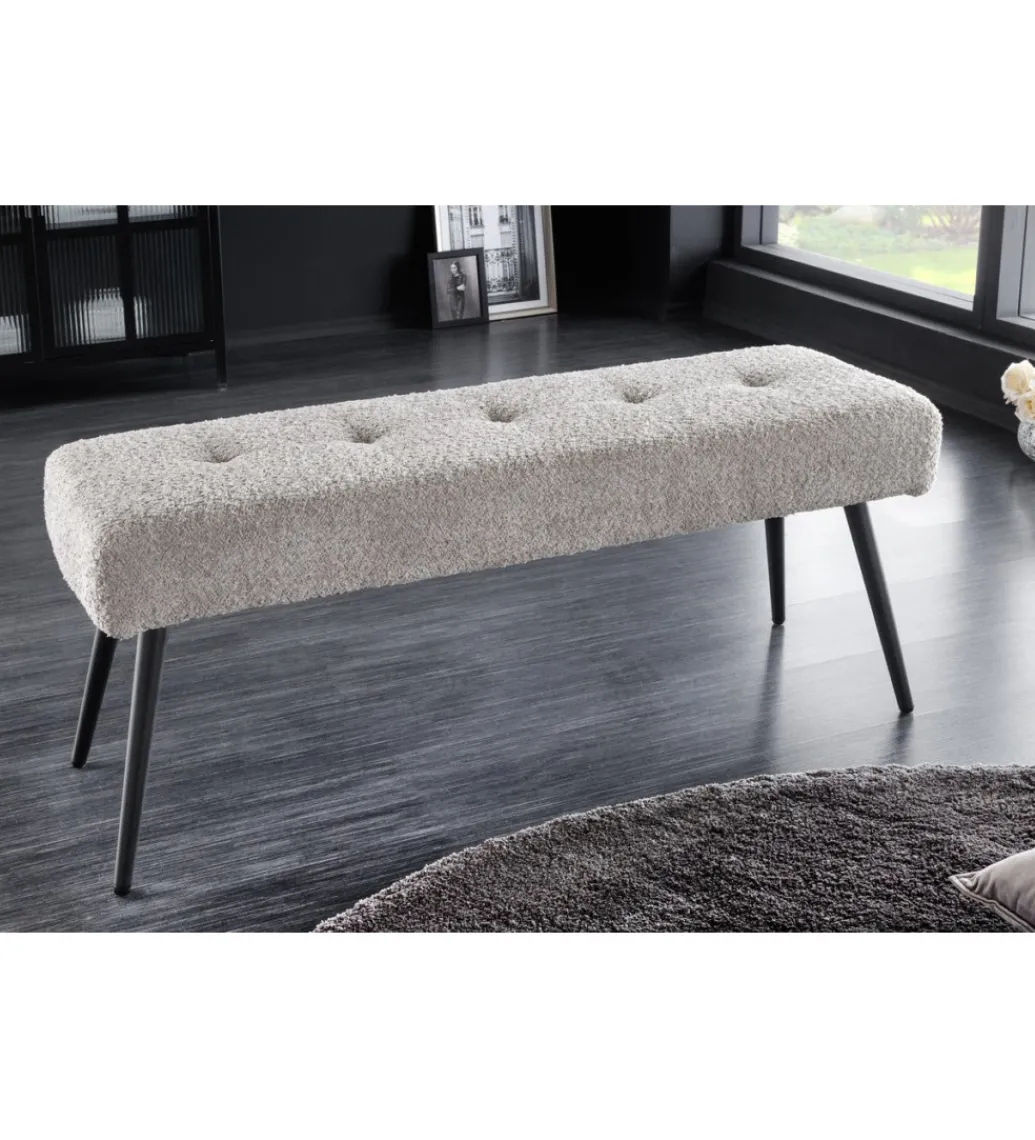 Ławka BOUTIQUE 100 cm tkanina bouclé szampański greige*Invicta Interior Sale