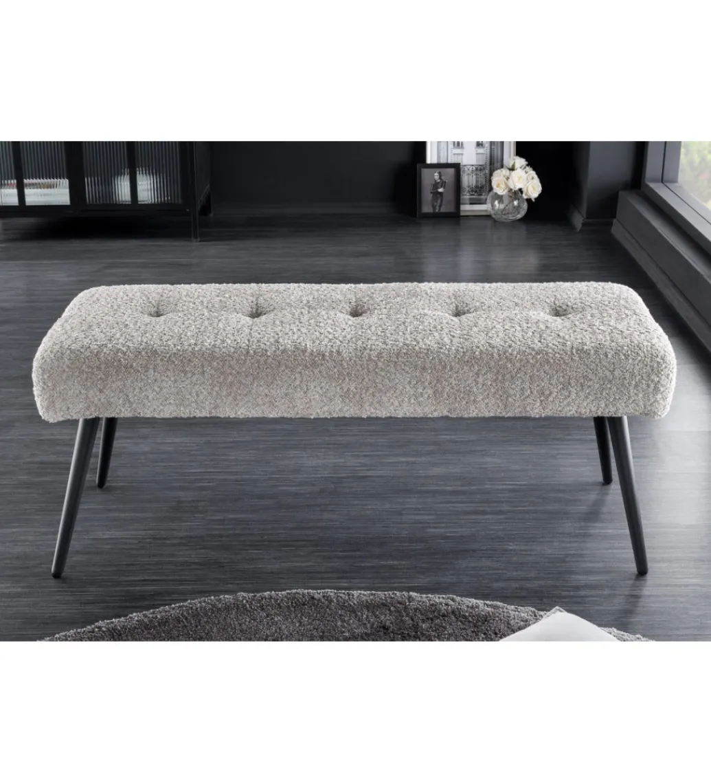 Ławka BOUTIQUE 100 cm tkanina bouclé szampański greige*Invicta Interior Sale