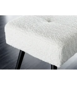 Ławka BOUTIQUE 100 cm tkanina bouclé biała*Invicta Interior Sale