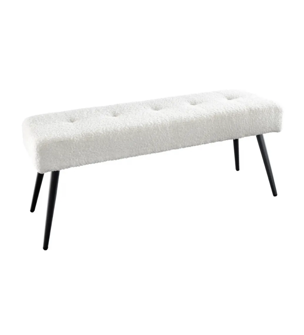 Ławka BOUTIQUE 100 cm tkanina bouclé biała*Invicta Interior Sale