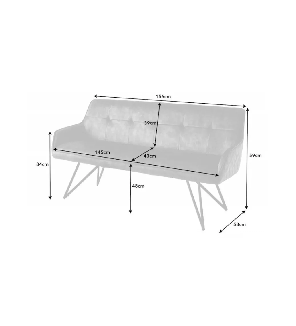 Ławka Edmonton 156 cm ciemnoszara*Invicta Interior Outlet