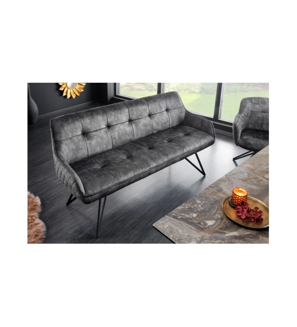 Ławka Edmonton 156 cm ciemnoszara*Invicta Interior Outlet