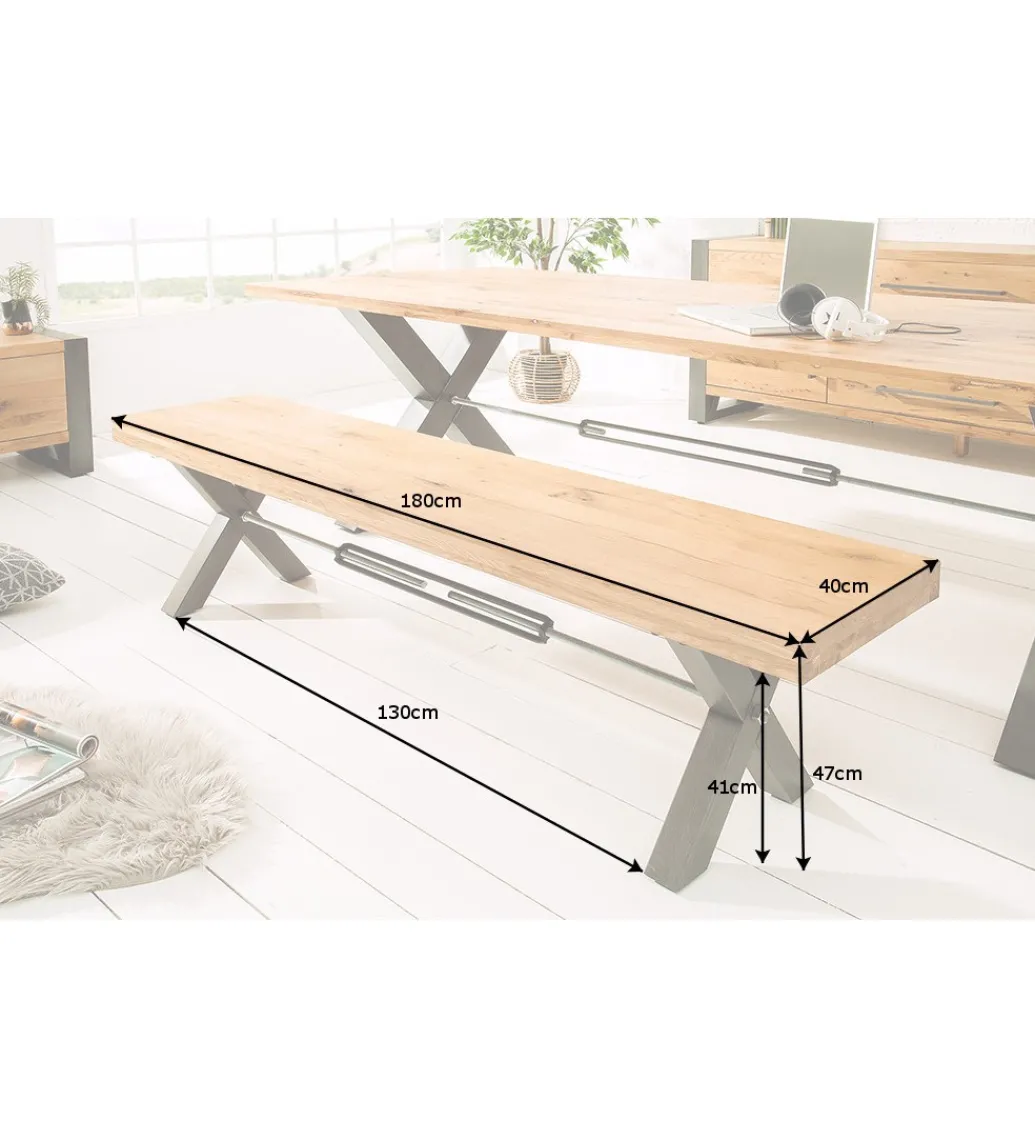 Ławka FACTORY 180 cm dębowa*Invicta Interior Discount