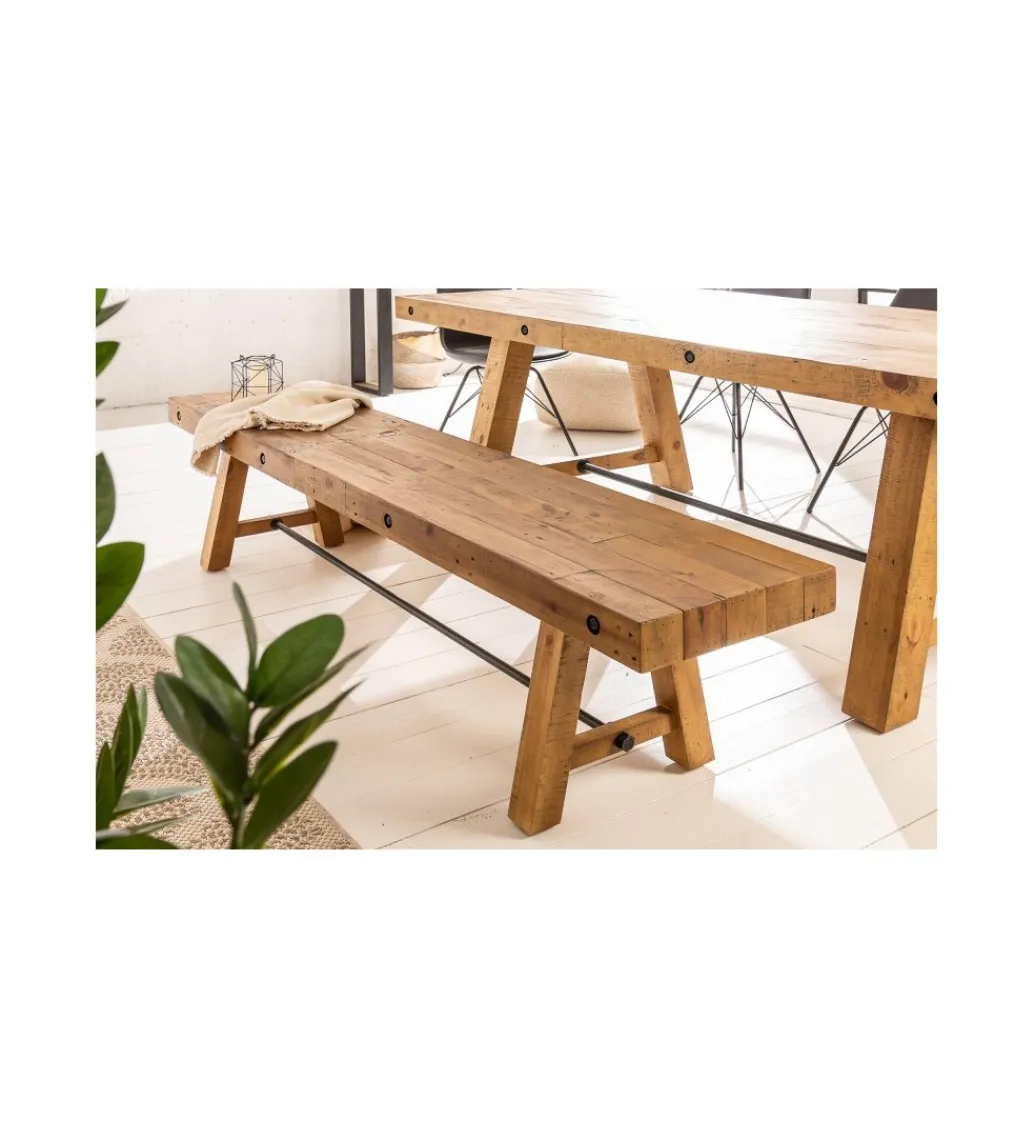 Ławka FINES Finca 165 Cm drewno sosna brąz*Invicta Interior Discount