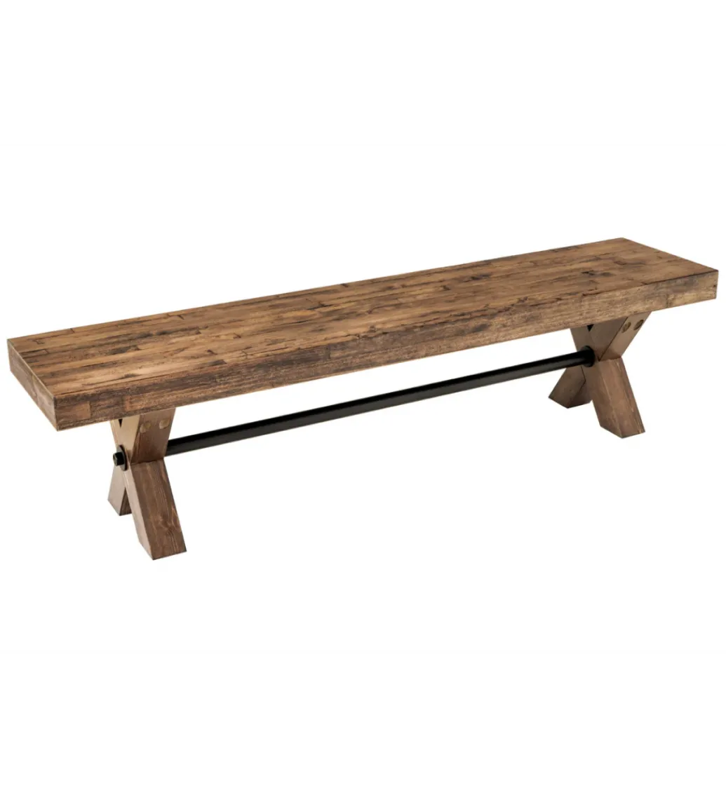 Ławka GOLIATH 180 cm drewno sosny naturalny czarny*Invicta Interior Discount