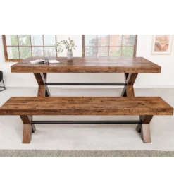 Ławka GOLIATH 180 cm drewno sosny naturalny czarny*Invicta Interior Discount