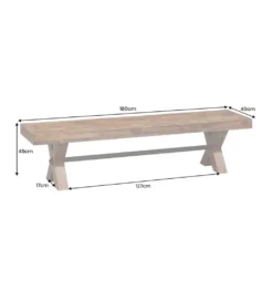 Ławka GOLIATH 180 cm drewno sosny naturalny czarny*Invicta Interior Discount