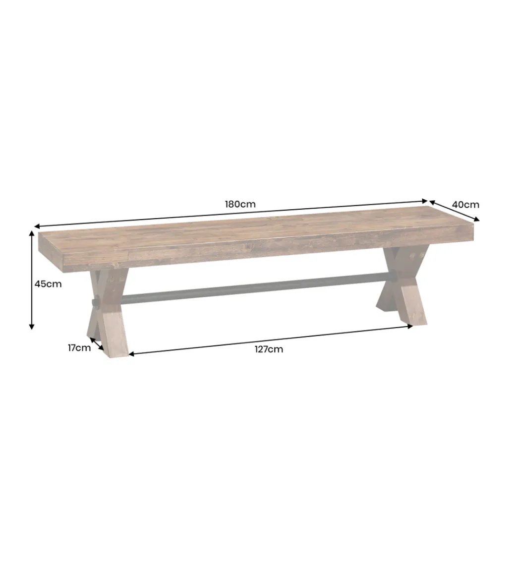 Ławka GOLIATH 180 cm drewno sosny naturalny czarny*Invicta Interior Discount