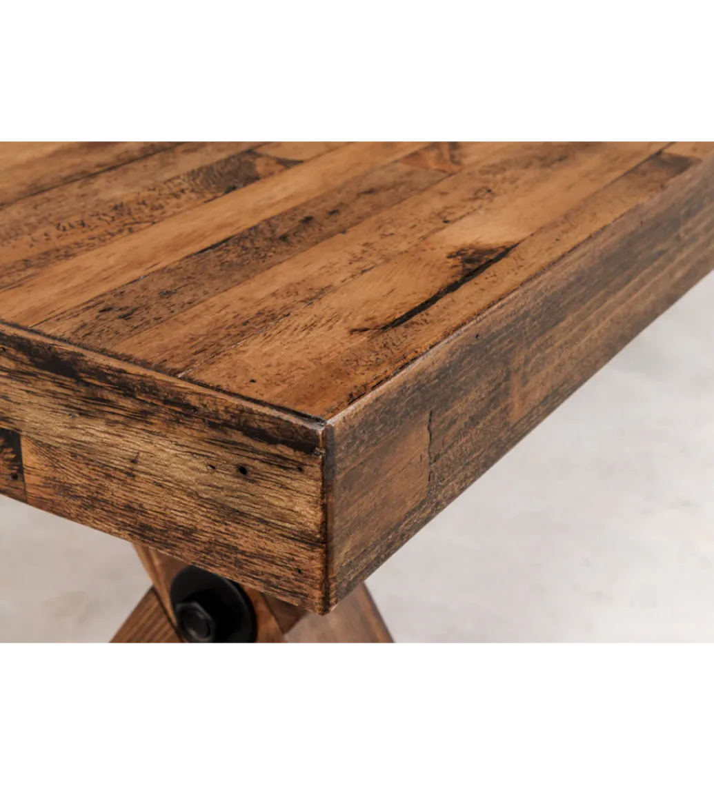 Ławka GOLIATH 180 cm drewno sosny naturalny czarny*Invicta Interior Discount