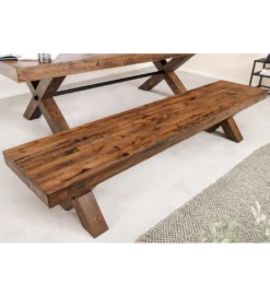 Ławka GOLIATH 180 cm drewno sosny naturalny czarny*Invicta Interior Discount