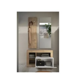 Ławka HAMBURG 91 cm biała z dodatkiem koloru dąb cadiz*MCA Linia Włoska New