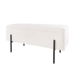 Ławka LOFT z szafką 100 cm bouclé biała*Invicta Interior Clearance