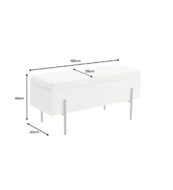 Ławka LOFT z szafką 100 cm bouclé biała*Invicta Interior Clearance