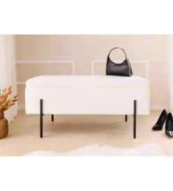 Ławka LOFT z szafką 100 cm bouclé biała*Invicta Interior Clearance