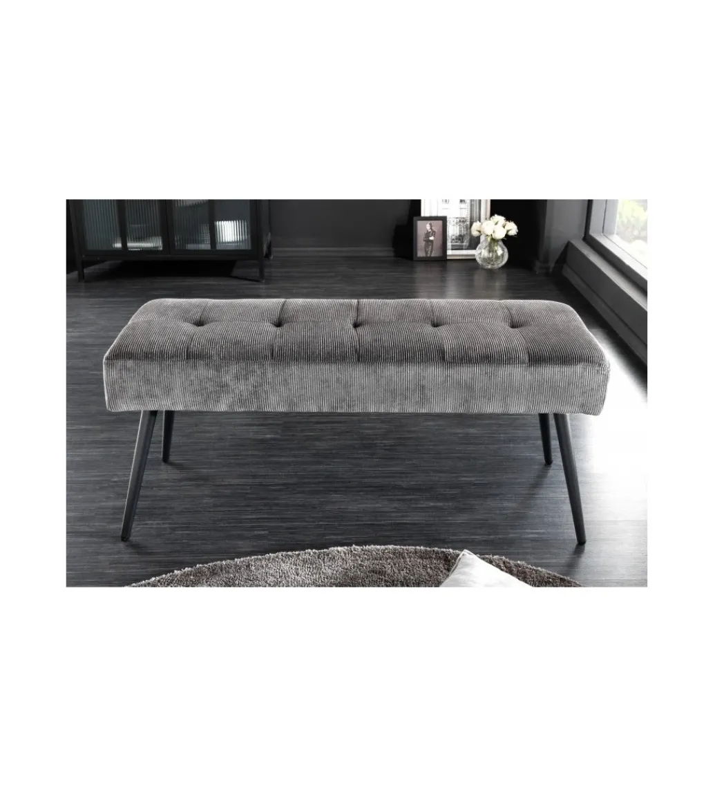 Ławka OLIWIA III 100 cm szturks ciemnoszara*Invicta Interior Sale