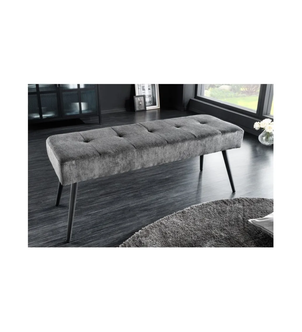 Ławka OLIWIA III 100 cm szturks ciemnoszara*Invicta Interior Sale