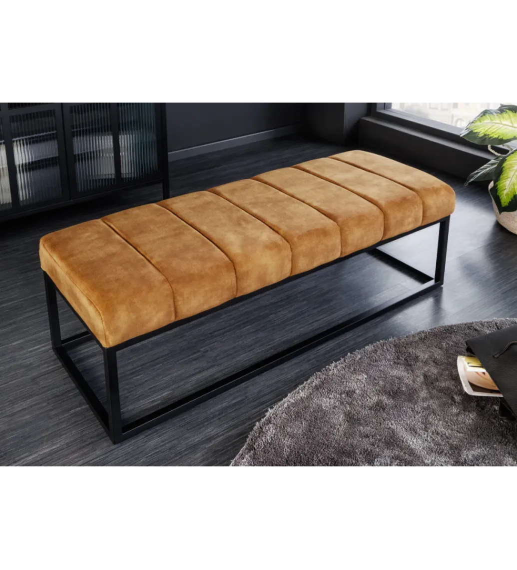 Ławka PETIT BEAUTÉ 110 cm musztardowa*Invicta Interior Outlet