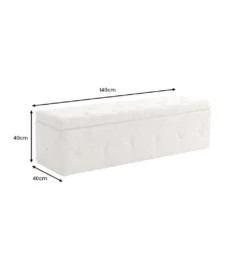 Ławka RAISA Extravagancia 140 cm z pojemnikiem Bouclé Szampański Greige*Invicta Interior Outlet