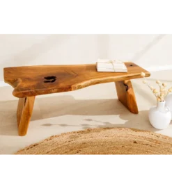 Ławka ROOT 100 cm drewno teak naturalny brąz*Invicta Interior - przedsprzedaż Best