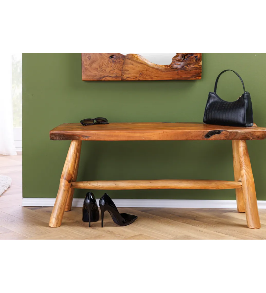 Ławka ROOT 100 cm drewno teak naturalny brąz*Invicta Interior New