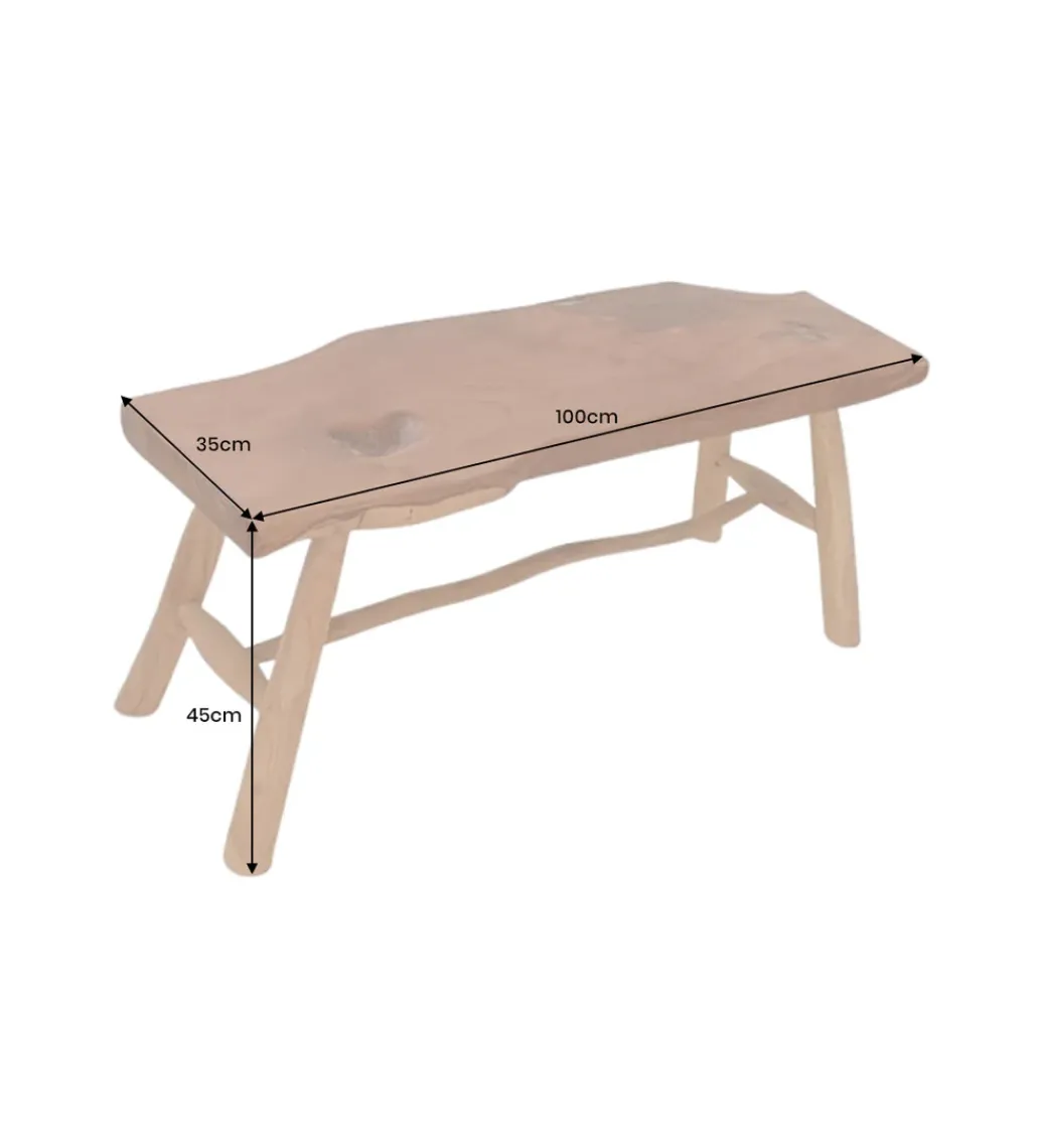 Ławka ROOT 100 cm drewno teak naturalny brąz*Invicta Interior New
