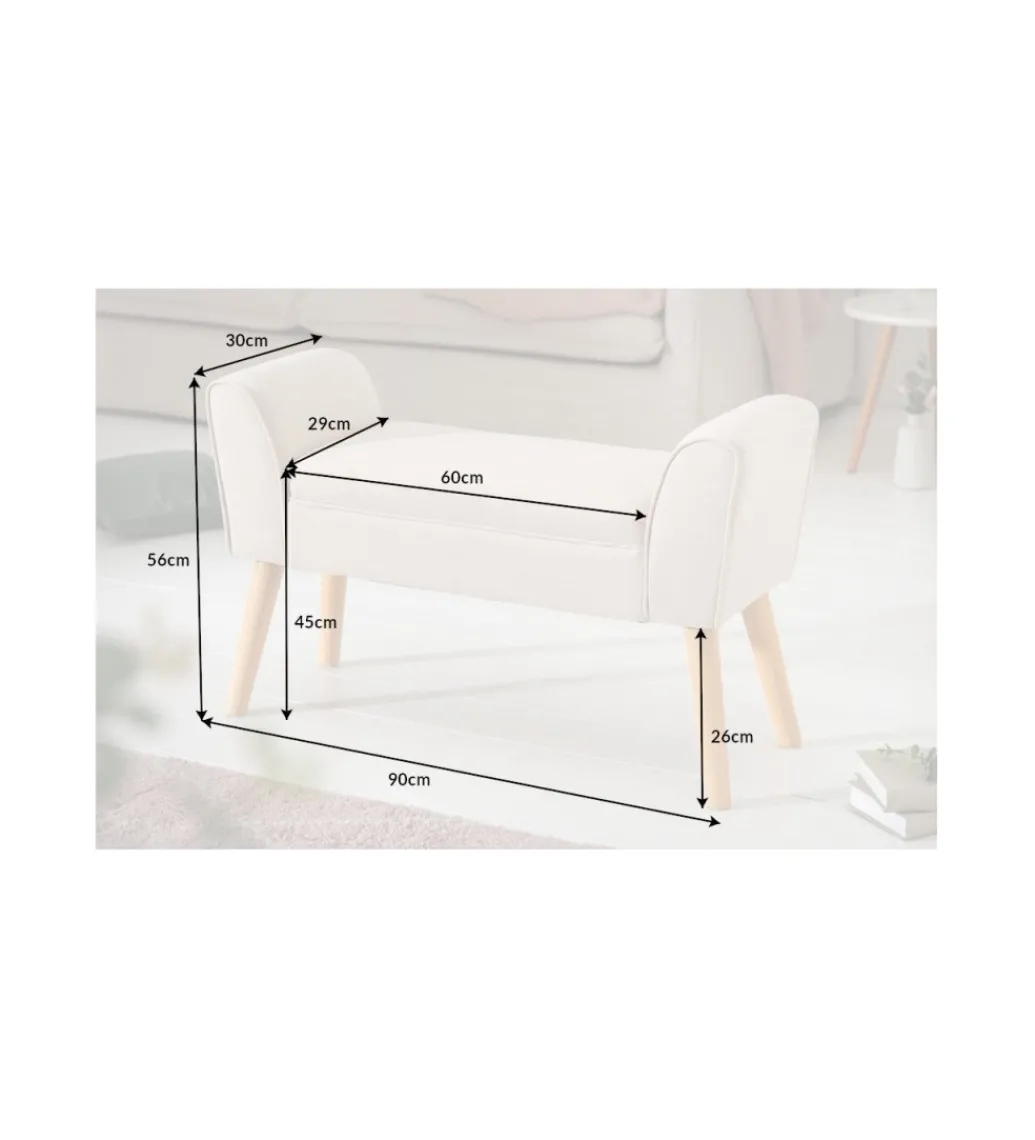 Ławka Scarlett 90 cm beżowa*Invicta Interior Hot