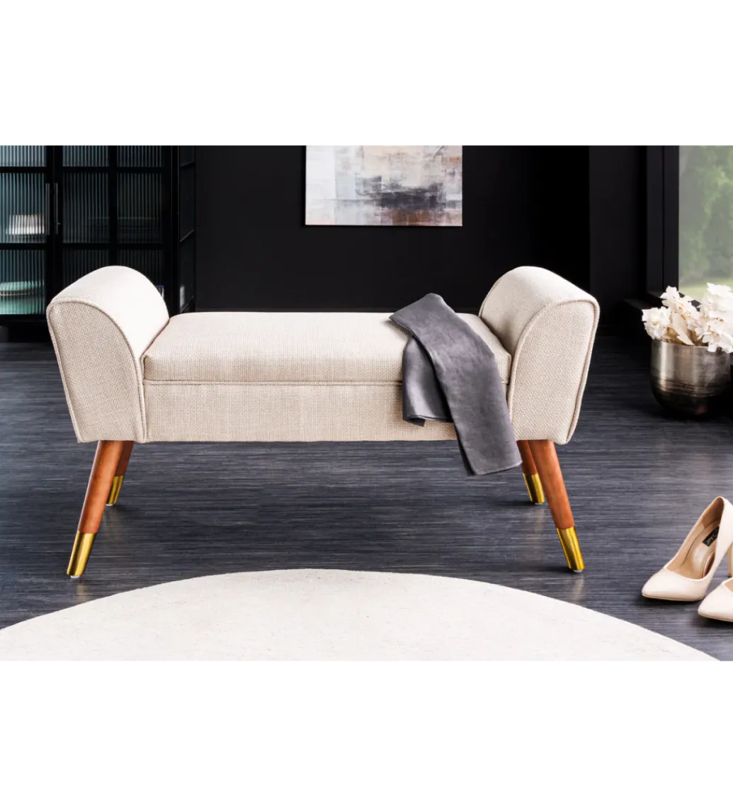 Ławka SCARLETT 90 cm beżowa*Invicta Interior Outlet