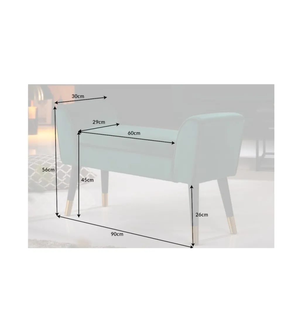 Ławka SCARLETT 90 cm szmaragdowa*Invicta Interior Hot