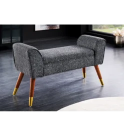Ławka SCARLETT 90 cm tkanina bouclé antracyt*Invicta Interior Best