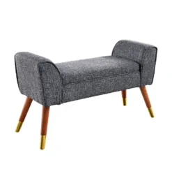 Ławka SCARLETT 90 cm tkanina bouclé antracyt*Invicta Interior Best