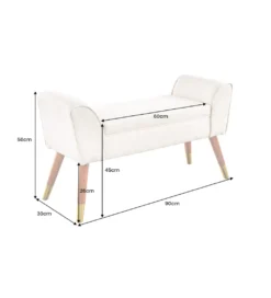 Ławka SCARLETT 90 cm tkanina bouclé antracyt*Invicta Interior Best
