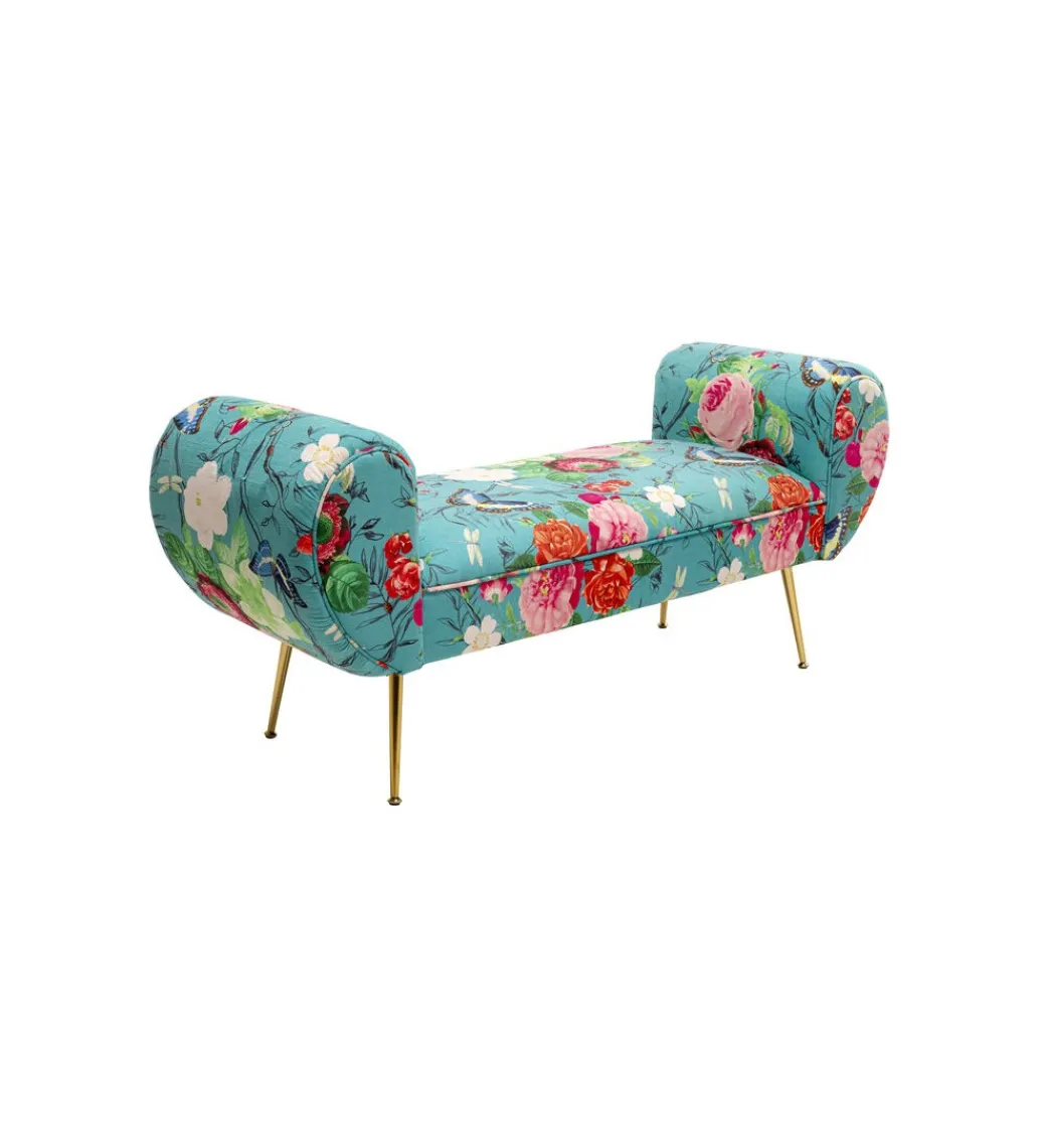 Ławka TRONO FLOWER FEVER 140 cm niebieska*KARE Clearance
