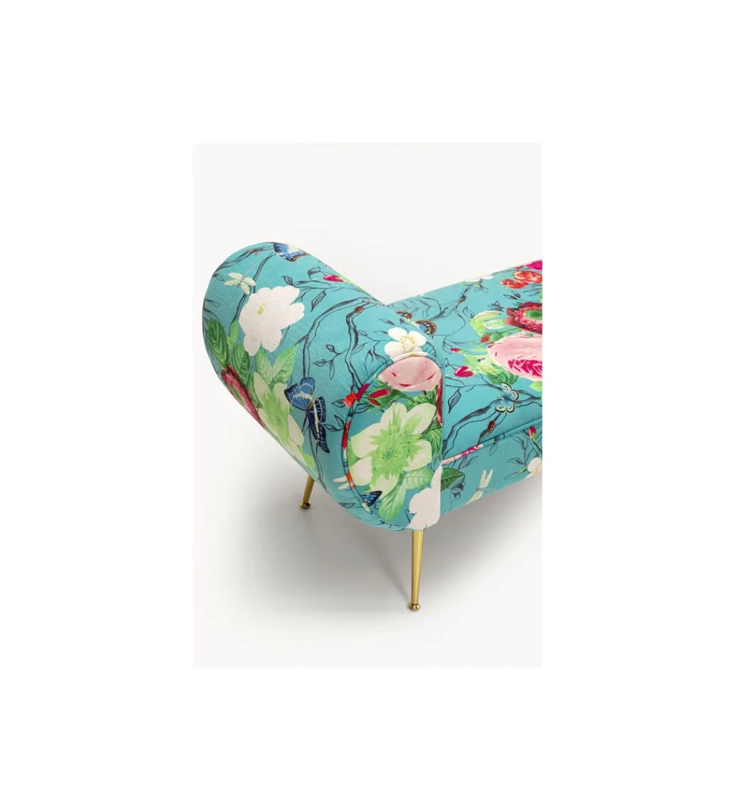 Ławka TRONO FLOWER FEVER 140 cm niebieska*KARE Clearance