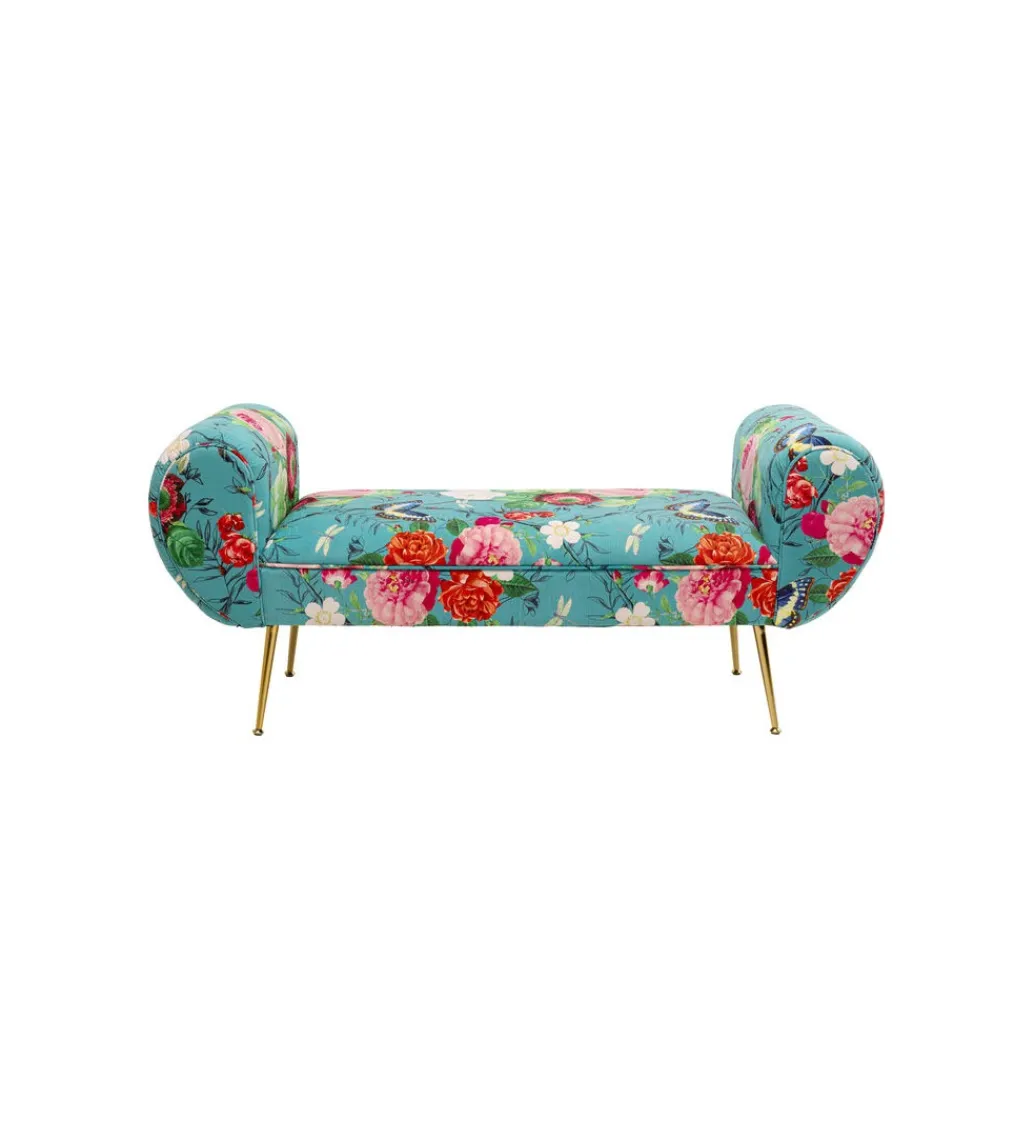 Ławka TRONO FLOWER FEVER 140 cm niebieska*KARE Clearance