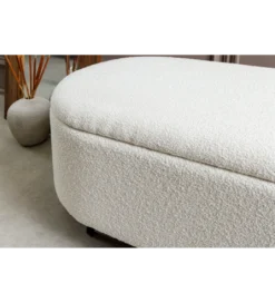 Ławka VOQUE 110 cm z pojemnikiem Bouclé kremowo biała*Invicta Interior Discount