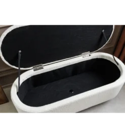 Ławka VOQUE 110 cm z pojemnikiem Bouclé kremowo biała*Invicta Interior Discount