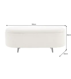 Ławka VOQUE 110 cm z pojemnikiem Bouclé kremowo biała*Invicta Interior Discount