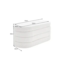 Ławka VOQUE 115 cm z pojemnikiem Bouclé kremowo biała*Invicta Interior Discount