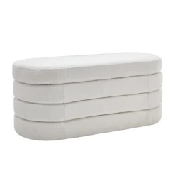 Ławka VOQUE 115 cm z pojemnikiem Bouclé kremowo biała*Invicta Interior Discount