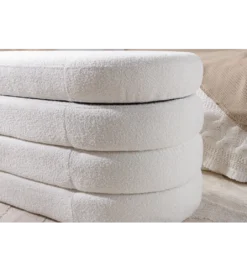 Ławka VOQUE 115 cm z pojemnikiem Bouclé kremowo biała*Invicta Interior Discount